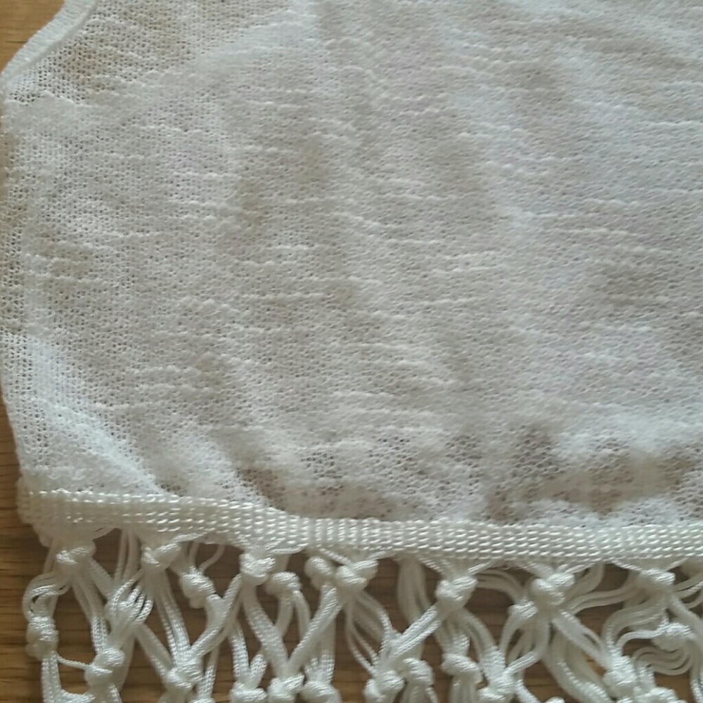 Vintage Havana Kids Girls Tween NWT Ivory White Fringe Trimmed Top NEW - Picture 3 of 5